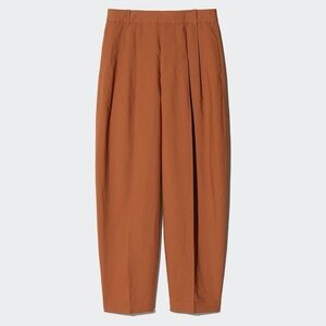 Linen blend barrel leg pants